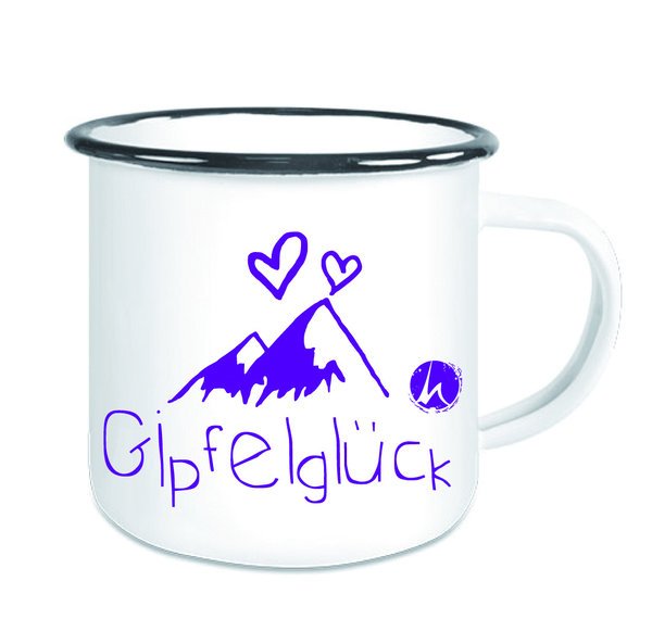 Emailletasse mountain happiness Lila